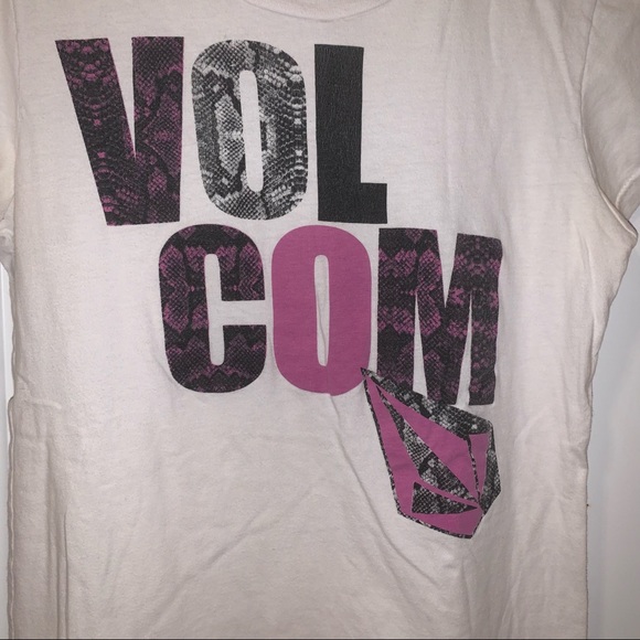 Volcom White Pink Snakeskin Print Graphic Shirt - Picture 2 of 6